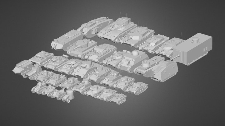 34 Tanks BASE MESH 3D Model