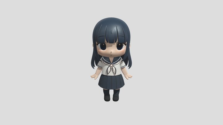 Shy Chibi Girl 3D Model