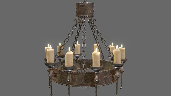 Candle Chandelier B 3D Model