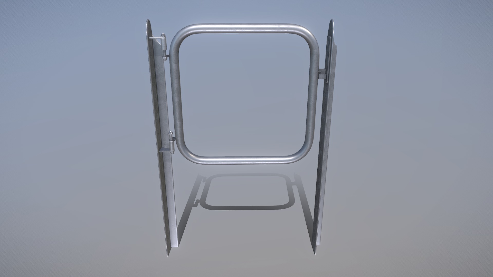 3D model Small Steel Railing Door (High-Poly) - This is a 3D model of the Small Steel Railing Door (High-Poly). The 3D model is about a chair with a glass frame.