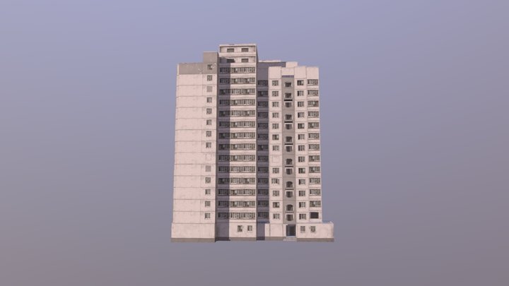 Multi-storey building house Low-Poly 3D Model 3D Model