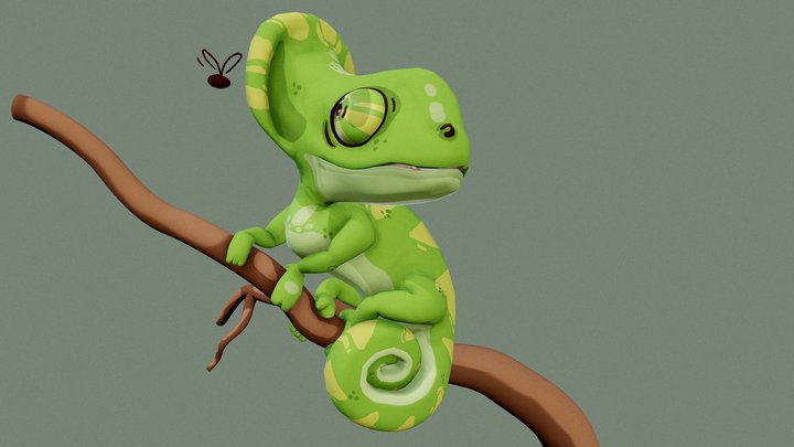 Cartoon Chameleon 3D Model