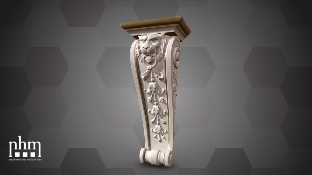 Stucco console with lion's head