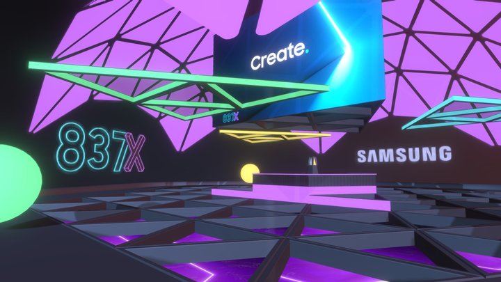 "837X Stage" | Decentraland Architecture 3D Model