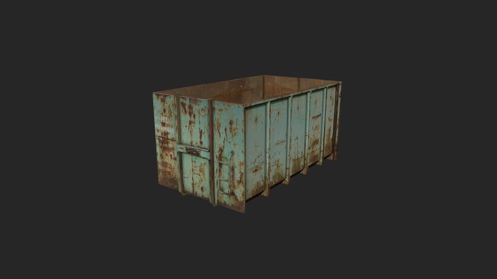 Rusted waste container low poly 3D Model