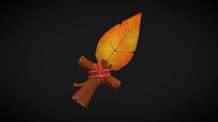 Hand Painted Leaf Dagger 3D Model