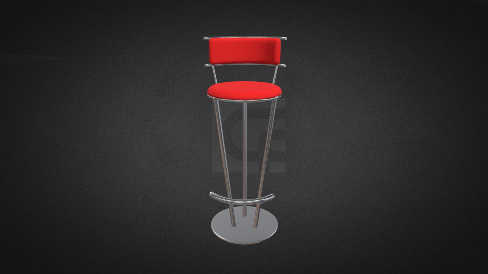 3D model Farno Stool with back Hire - This is a 3D model of the Farno Stool with back Hire. The 3D model is about a chair with a red cushion.