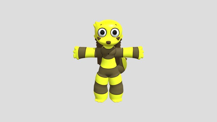 Cartoon bee character girl with hair 3D Model