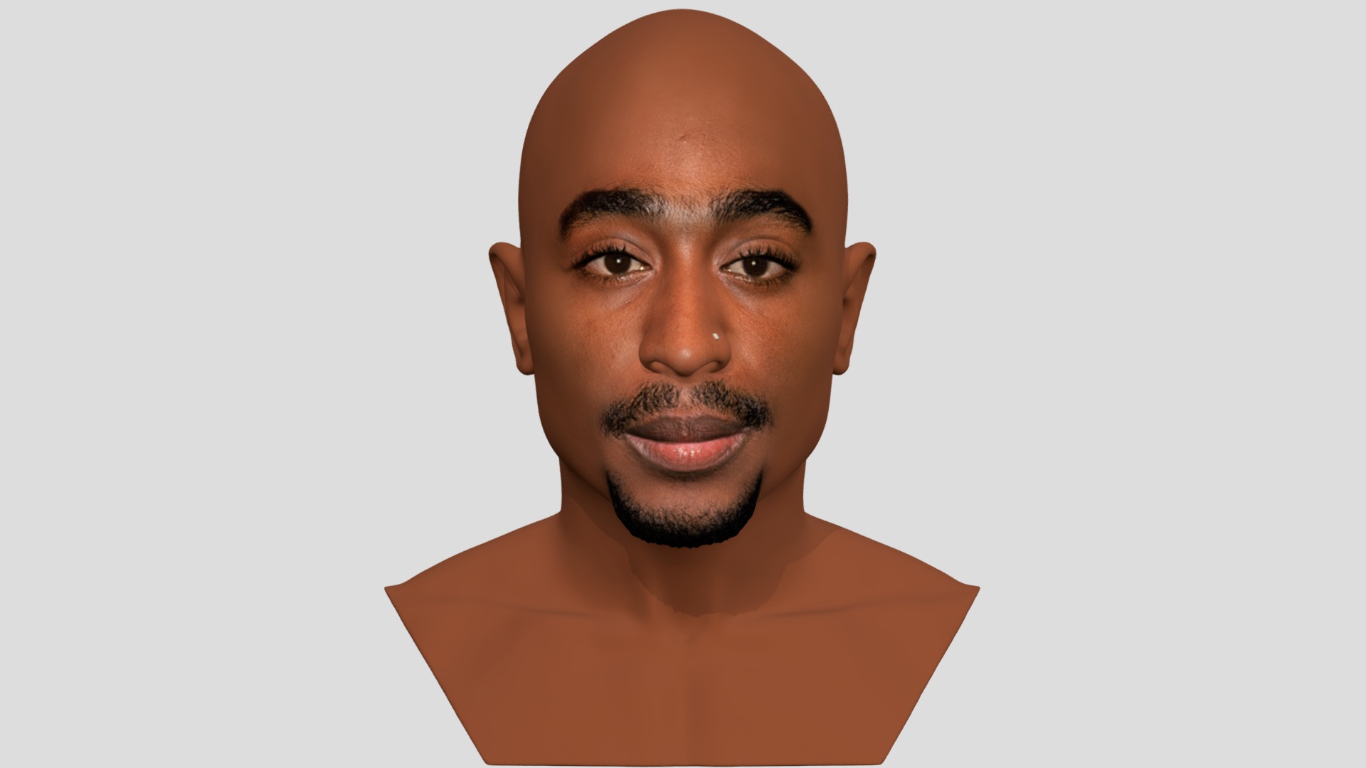 3D model Tupac Shakur bust for full color 3D printing - This is a 3D model of the Tupac Shakur bust for full color 3D printing. The 3D model is about a person with a mustache.