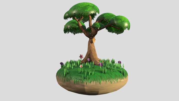 Stylized Tree with Birdhouse 3D Model