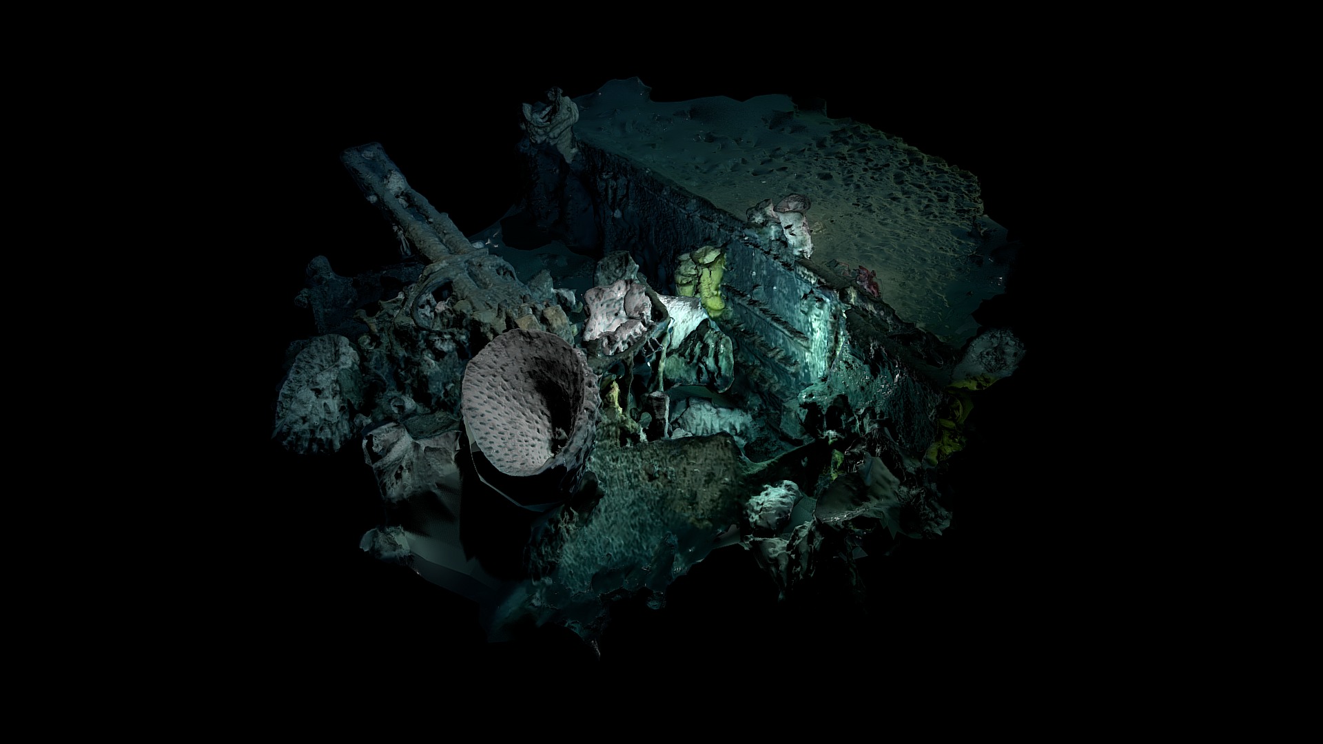 3D model Low Poly Deep Sea Shipwreck #2 - This is a 3D model of the Low Poly Deep Sea Shipwreck #2. The 3D model is about a log with a face carved into it.