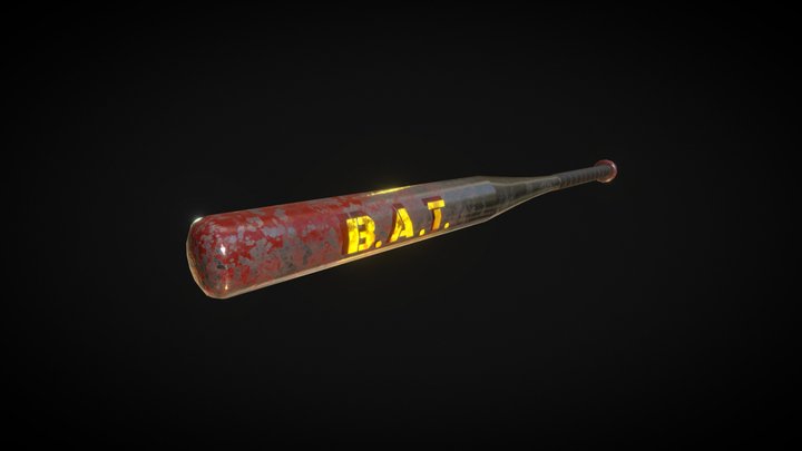 Bloody metal baseball bat 3D Model