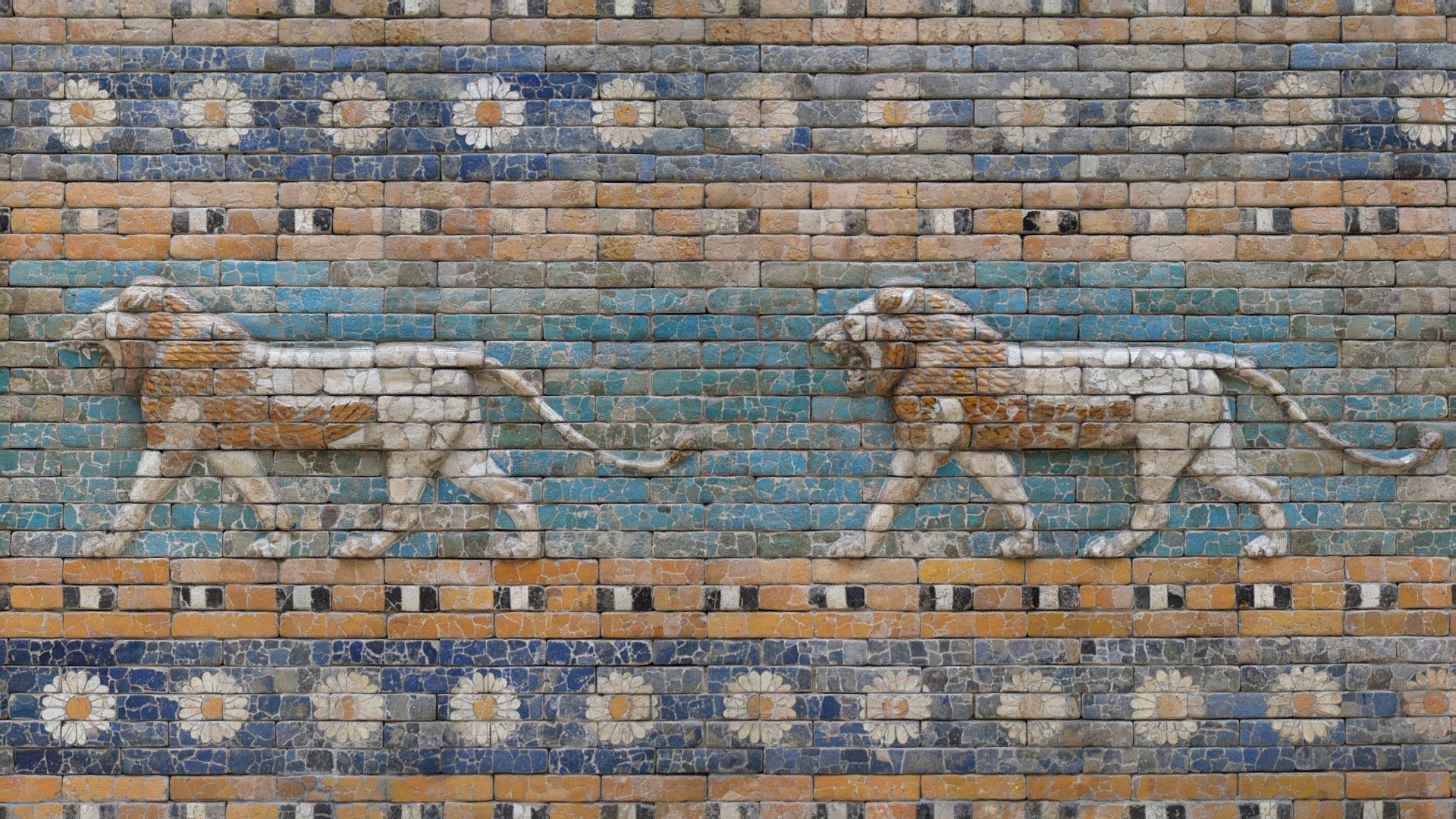 Striding lions (Processional Way, Babylon) - Buy Royalty Free 3D model ...