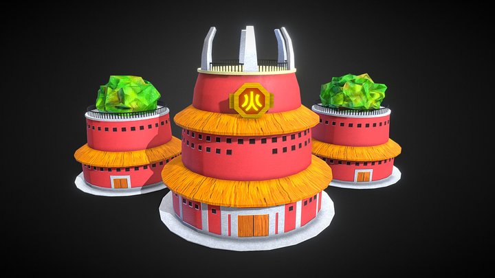 Hokage Building - Low Poly PBR For Free 3D Model