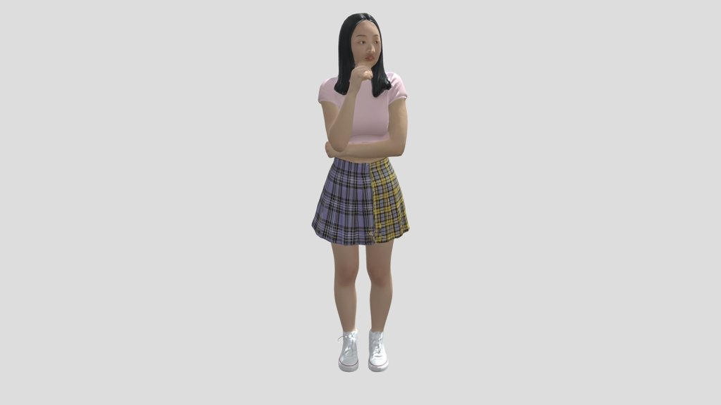 LOW POLY - Contemplative Pose in Pink Crop Top
