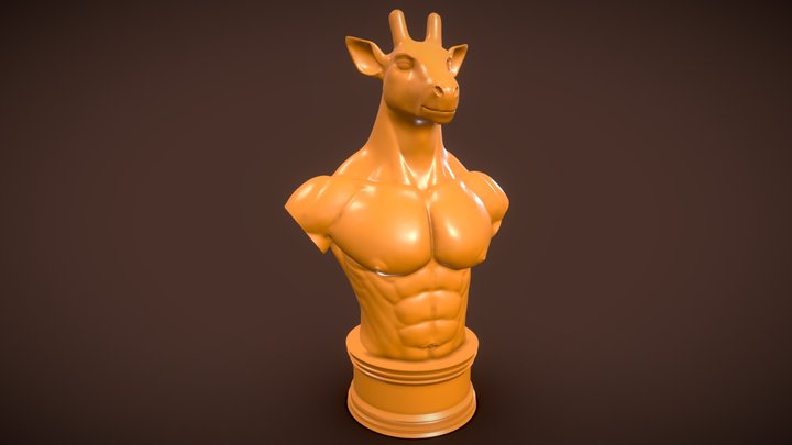 Giraffe Muscular Bust 3D Model