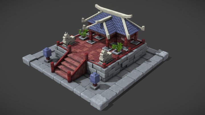 Chinese castle LowPoly 3D Model