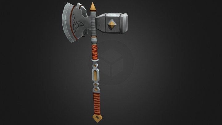 World of Warcraft - Dwarf Paladin Hammer Axe 3D Model