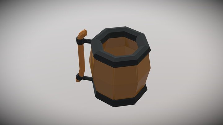 Low-Poly Viking Mug 3D Model