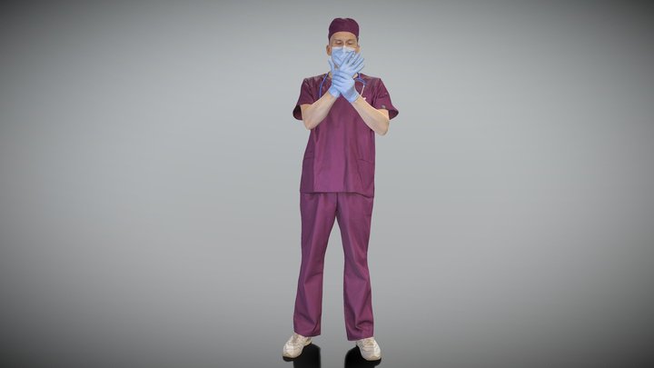 Male doctor in protective mask and gloves 288 3D Model