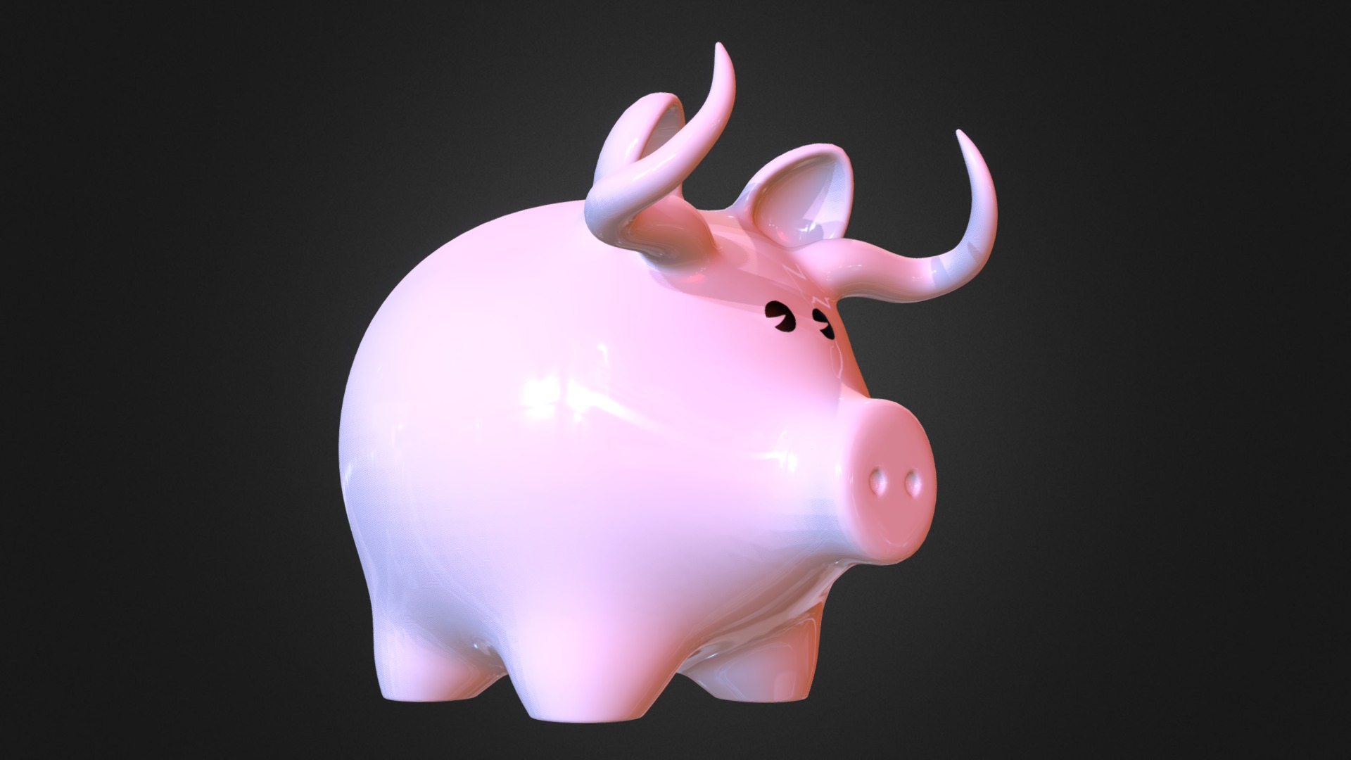 3D model Bull Piggy Bank - This is a 3D model of the Bull Piggy Bank. The 3D model is about a pink piggy bank.