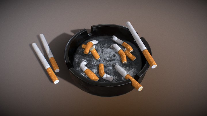 Ashtray with Cigarettes 3D Model