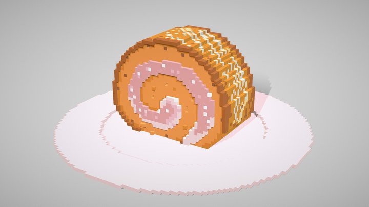 Cake Roll - Voxel Art 3D Model