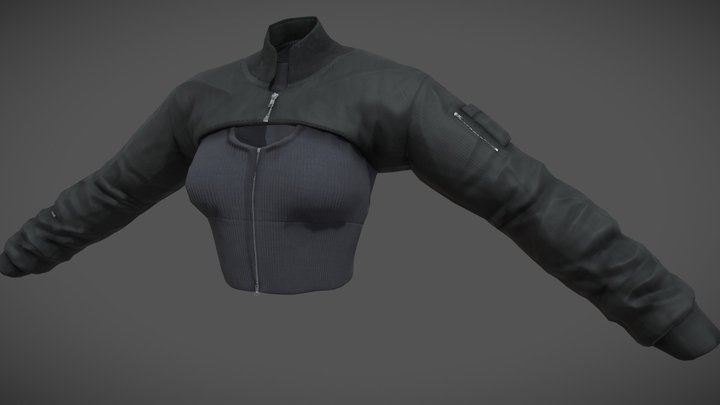Two Piece Crop Top Jacket 3D Model