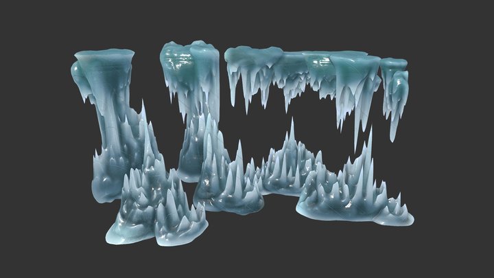 Low poly Ice Spike Cave 230501 3D Model