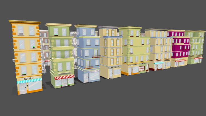 City buildings Kitbash Set 3D Model