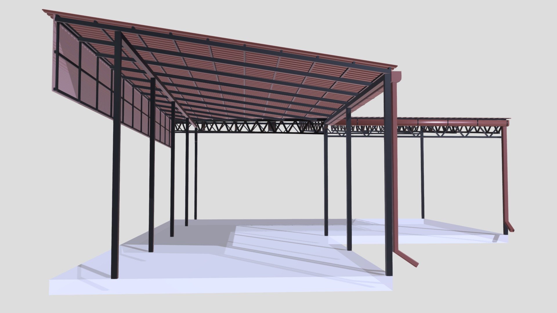 Carport corner corrugated sheet + polycarbonate — Sketchfab embed 3D viewer