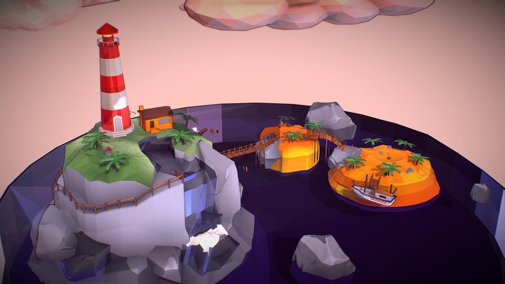Low Poly Lighthouse Island 🏝️ 3D Model