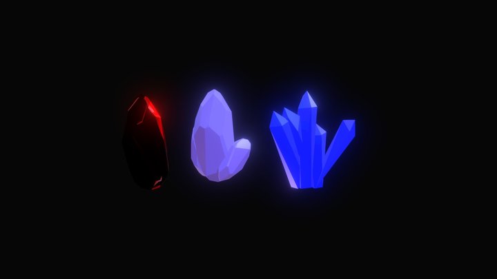 Beautiful Low Poly Crystals 3D Model