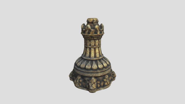 A Divine Heavenly Baroque Castle Chess Piece 3D Model