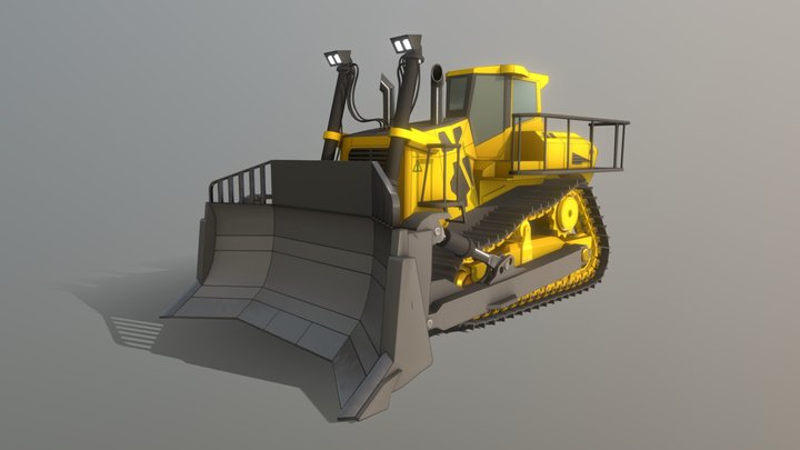 Rigged Bulldozer (Low-Poly Version) 3D Model
