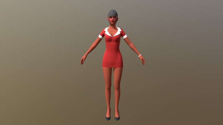 Girl in dress 3D Model
