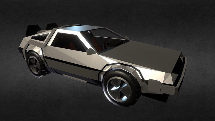 DeLorean Low Poly - Time Machine 3D Model