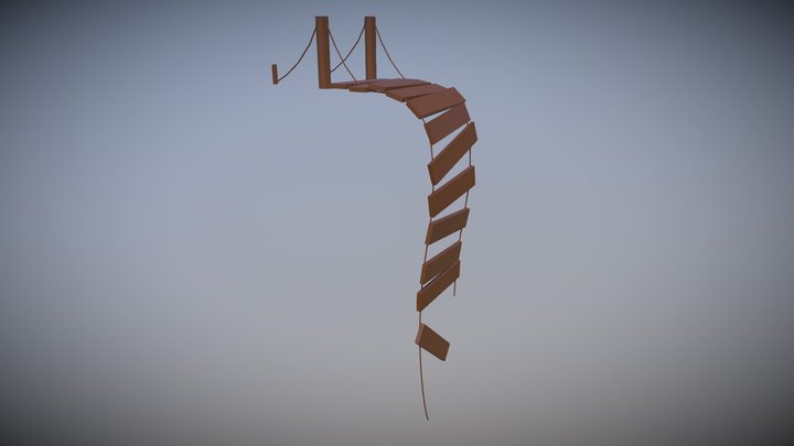 3D Broken Rope Bridge 3D Model