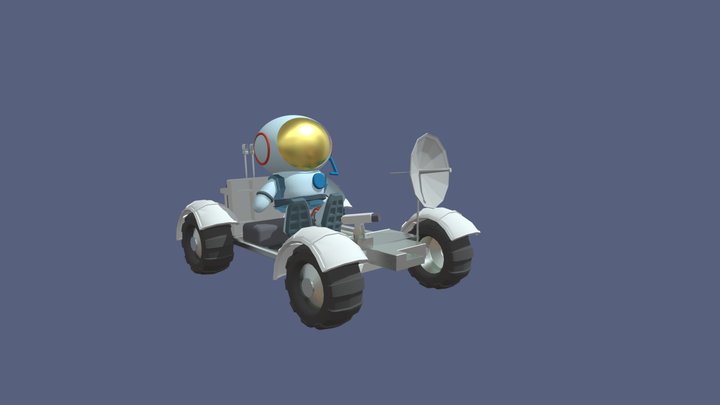 Stylized Astronaut in Moon Rover 3D Model