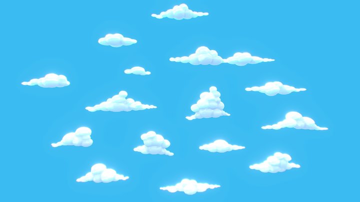 Clouds cartoon lowoly - Pack 02 3D Model