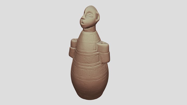 Wooden African object: powder flask 3D Model