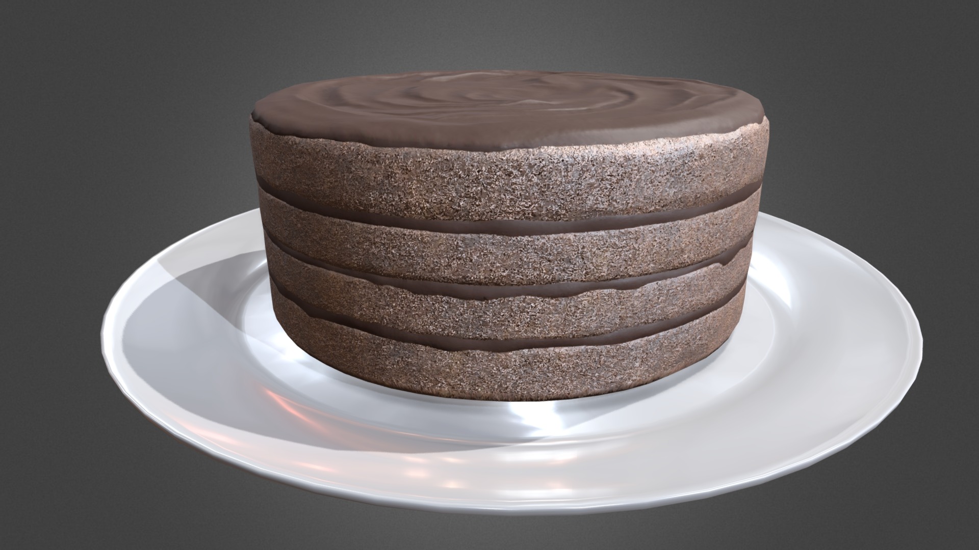 3D model Chololate Cake - This is a 3D model of the Chololate Cake. The 3D model is about a stack of cookies on a plate.