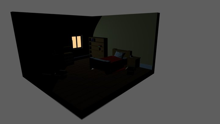 Low poly bedroom 3D Model