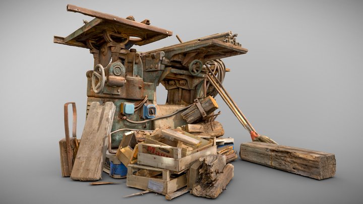 Old woodworking table saw - decimated scan 3D Model