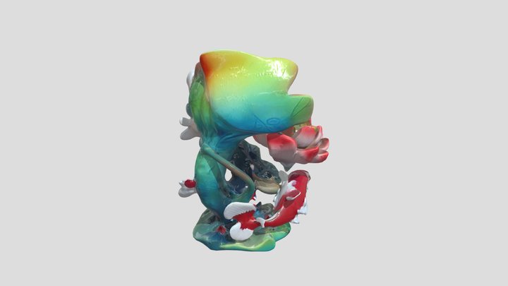 Colored Jade – Carp Playing Among Lotuses; 鲤鱼戏莲 3D Model