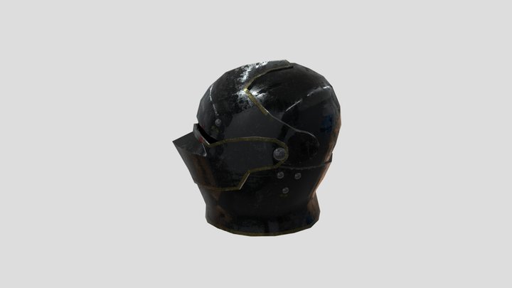 Black Medieval Knight Helmet - (Armet) 3D Model