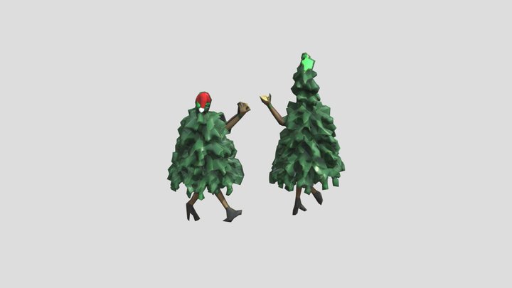 2 dancing trees 3D Model