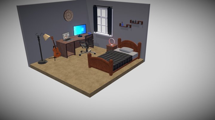Isometric Bedroom modeling (Class Project 2020) 3D Model