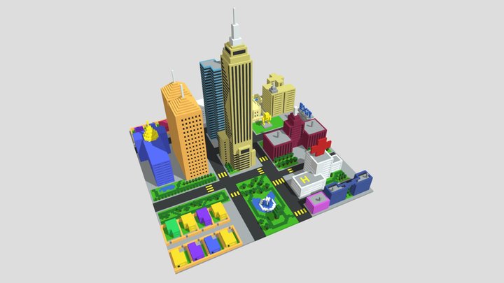 Voxel City 3D Model