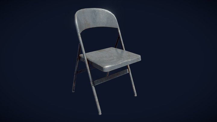 Folding Chair - Grey (Weathered) 3D Model